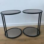 2 vintage bauhaus retro bijzet tafeltjes tafel rond design, Antiek en Kunst, Ophalen