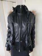Arma leren winter jas zwart gevoerd puffer met echt bont, Maat 38/40 (M), Zwart, Arma, Ophalen of Verzenden