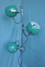 Herda | 3 dubbele bollamp | vintage staande lamp | groen, Huis en Inrichting, Lampen | Vloerlampen, Metaal, Zo goed als nieuw