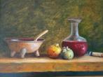 Thomas Heesakkers, stilleven met fruit en karaf wijn, Antiek en Kunst, Kunst | Schilderijen | Klassiek, Ophalen