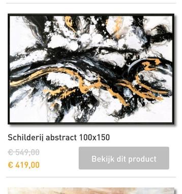 Abstract schilderij zwart wit goud beschikbaar voor biedingen