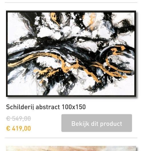 Abstract schilderij zwart wit goud, Antiek en Kunst, Kunst | Schilderijen | Abstract, Ophalen of Verzenden