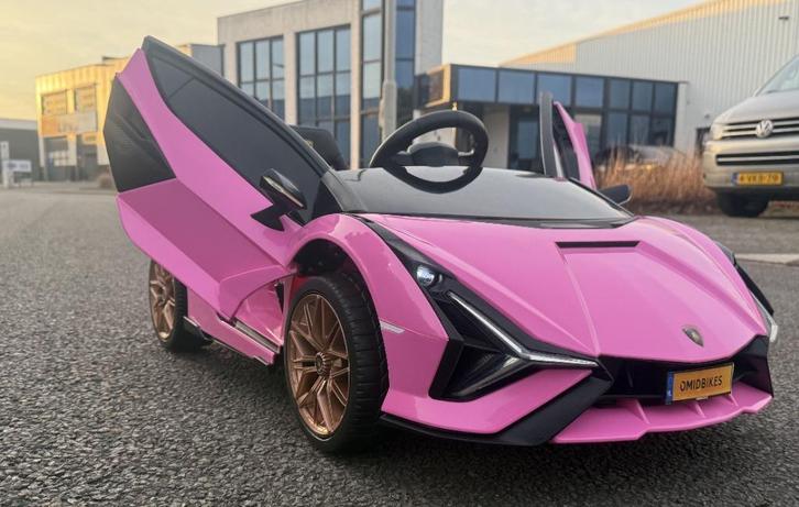 Lamborghini SIAN roze 12V – RC – Leder – Rubberband NIEUW, Kinderen en Baby's, Speelgoed | Buiten | Accuvoertuigen, Nieuw, Ophalen of Verzenden