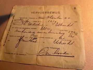 Vervoerbewijs Veiling Houten 1918 beschikbaar voor biedingen