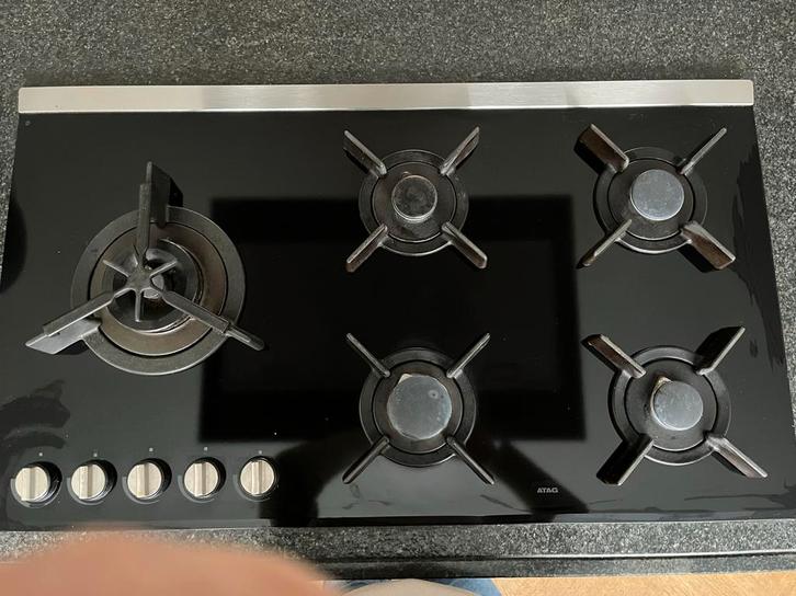 Atag Gaskookplaat 90x52, Witgoed en Apparatuur, Fornuizen, Gebruikt, Inbouw, Gas, 5 kookzones of meer, 85 tot 90 cm, 45 tot 60 cm