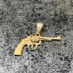 14 karaat gouden revolver kettinghanger hanger nieuw, Ophalen of Verzenden, Zo goed als nieuw, Goud, Kruis of Symbool
