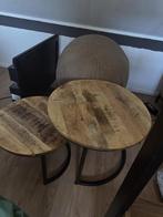 Mango houten salon tafel set, Huis en Inrichting, Tafels | Bijzettafels, Ophalen, Zo goed als nieuw, Rond, Minder dan 55 cm