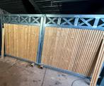 Nieuw poort staal met hout, Tuin en Terras, 1 tot 2 meter, Minder dan 3 meter, Ophalen of Verzenden, Zo goed als nieuw