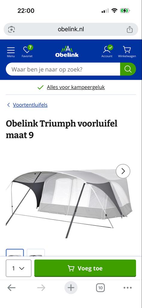 Nieuwe Obelink Triumph voortent + luifel maat 13, Ophalen, Nieuw, Overige merken