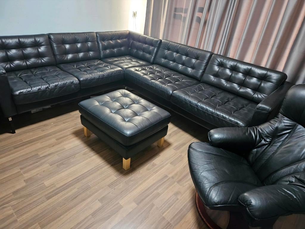 Leren bank, Huis en Inrichting, Ophalen of Verzenden, Gebruikt