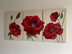 3 luik klaprozen, Huis en Inrichting, Woonaccessoires | Schilderijen, Tekeningen en Foto's, Ophalen, Schilderij, Minder dan 50 cm