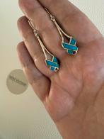 R286/Vintage Zilveren BOHO oorbellen Turkoois, Gebruikt, X, Zilver, Verzenden