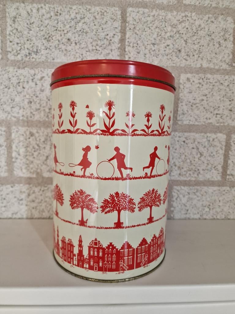 Vintage ( koek ) snoep opberg blik - Tomado, Ophalen of Verzenden, 25 tot 50 cm, Crème, Minder dan 100 cm
