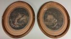 Antieke set prenten 1850 in ovale lijst, Ophalen of Verzenden