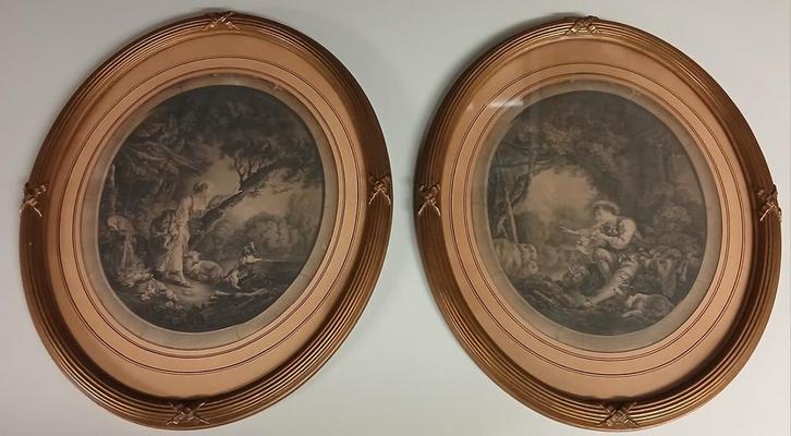 Antieke set prenten 1850 in ovale lijst, Antiek en Kunst, Antiek | Religie, Ophalen of Verzenden