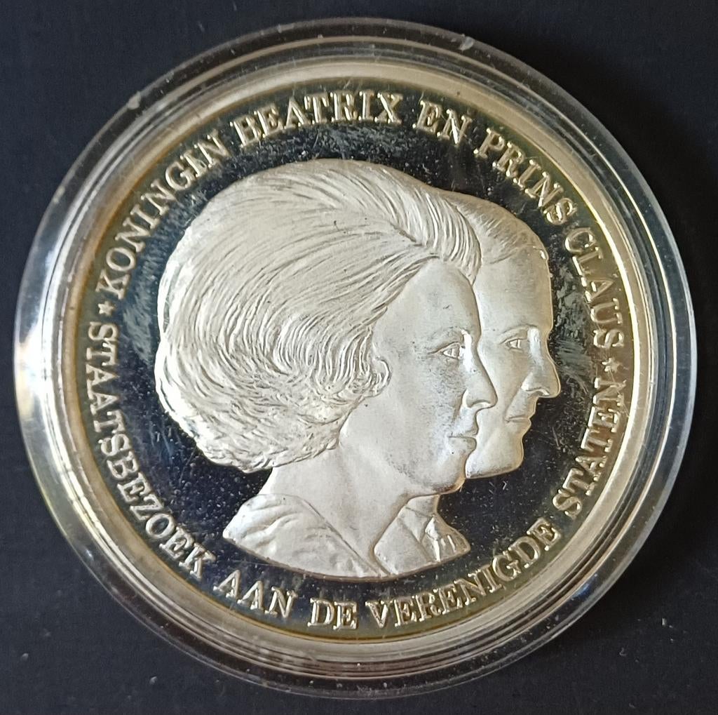 Munt 1982 staatsbezoek Beatrix en Claus aan Amerika, Ophalen of Verzenden, Koningin Beatrix