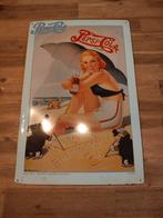 Vintage Pepsi-Cola reclamebord - Zomerse strandscène, Ophalen of Verzenden, Gebruikt, Reclamebord