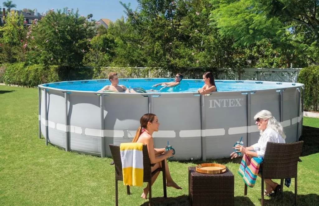Intex Ultra Frame Zwembad 5.49m x 1.32m COMPLEET Zout water, Rond, 300 cm of meer, Zo goed als nieuw, Ophalen