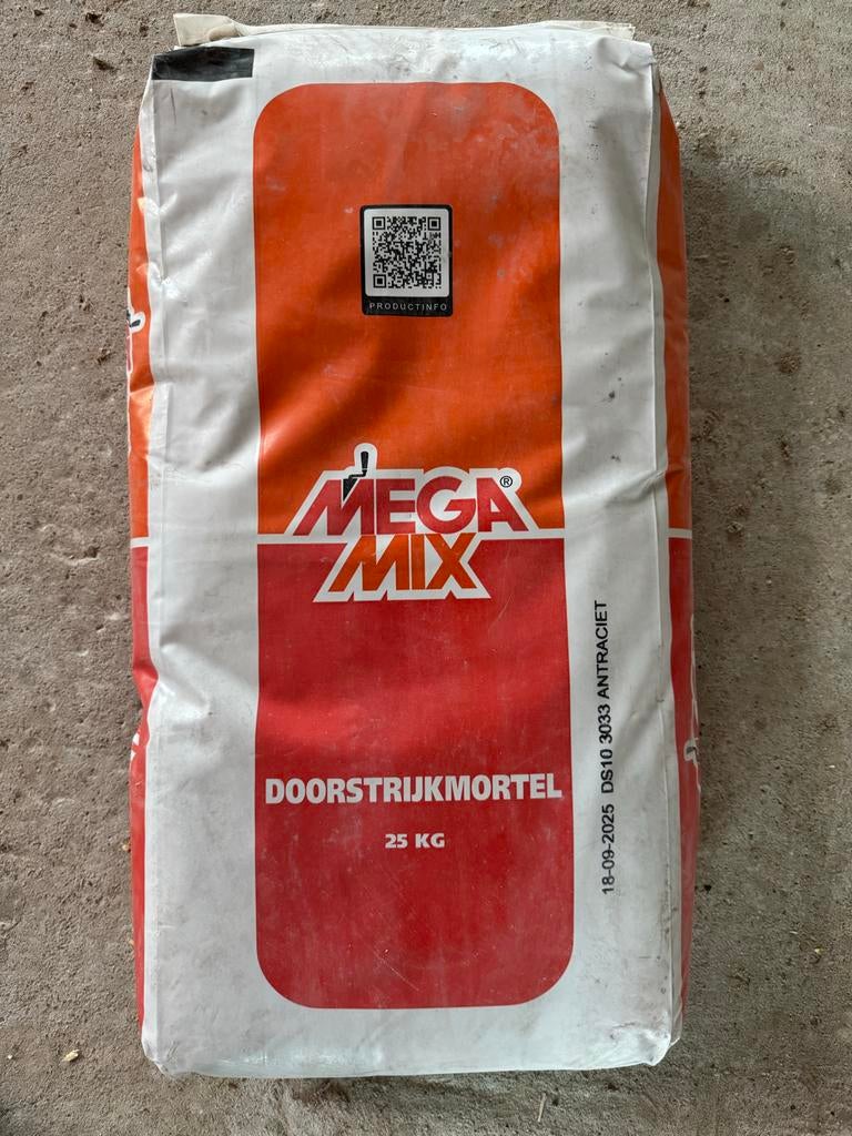 MegaMix Doorstrijkmortel Antraciet 25 kg (11 zakken), Ophalen, Nieuw, Overige typen