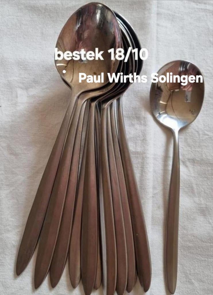 Bestek PW Paul Wirths Solingen gladde spitse handvatten, Antiek en Kunst, Ophalen of Verzenden