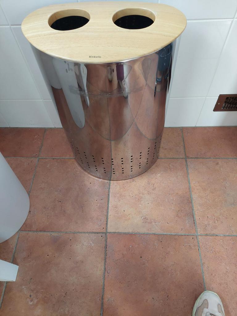 Brabantia wasmand chroom met hout, Ophalen, Gebruikt, Overige typen, 50 tot 100 cm