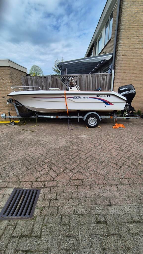 Elan GT 495 F met nieuwe bekleding en 60 pk motor, Watersport en Boten, Ophalen, 50 pk of meer, Tot 6 meter, Polyester