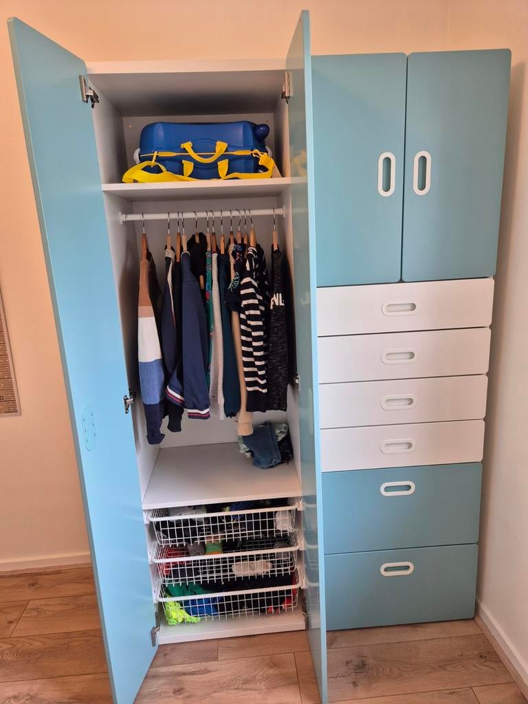 IKEA STUVA / SMÅSTAD Kinderkast Combinatie (Blauw/Wit), Eikenhout, 100 tot 150 cm, Speels, stoer, netjes, modern, Zo goed als nieuw