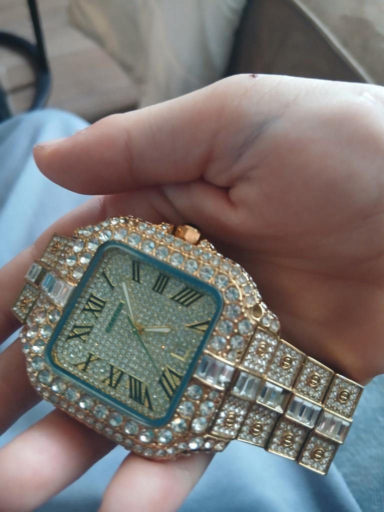 Gouden horloge met steentjes, Ophalen of Verzenden