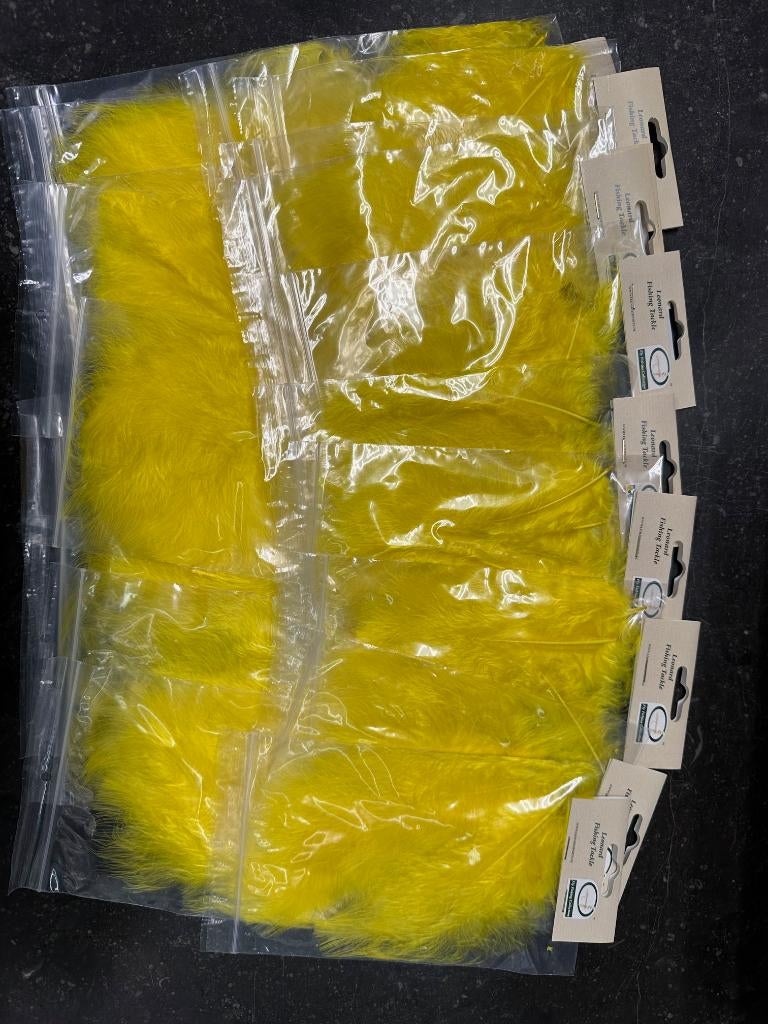 20 zakjes marabou large feathers yellow - vliegvissen, Overige typen, Nieuw, Ophalen of Verzenden, Nvt