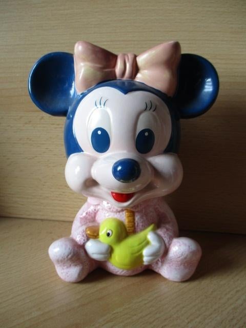 Disney Minnie Mouse stenen spaarpot  17cm  met eendje  Oud!, Ophalen of Verzenden, Overige figuren, Zo goed als nieuw, Beeldje of Figuurtje