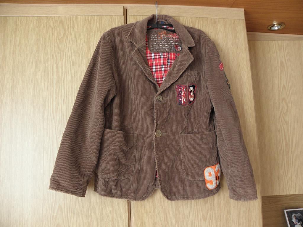 Nieuw bruin katoenen college print rib jasje blazer GDI 176, Kinderen en Baby's, Nieuw, Ophalen of Verzenden, GDI, Jongen