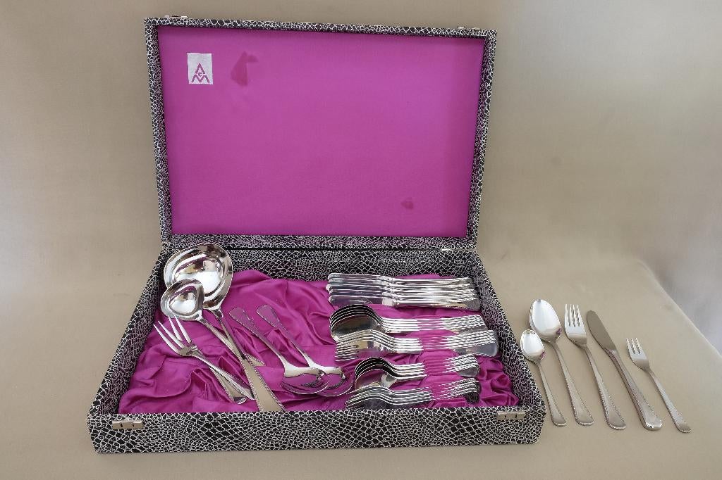bestekset 6 personen met kroon  in koffer  vintage, Antiek en Kunst, Antiek | Bestek, Ophalen of Verzenden