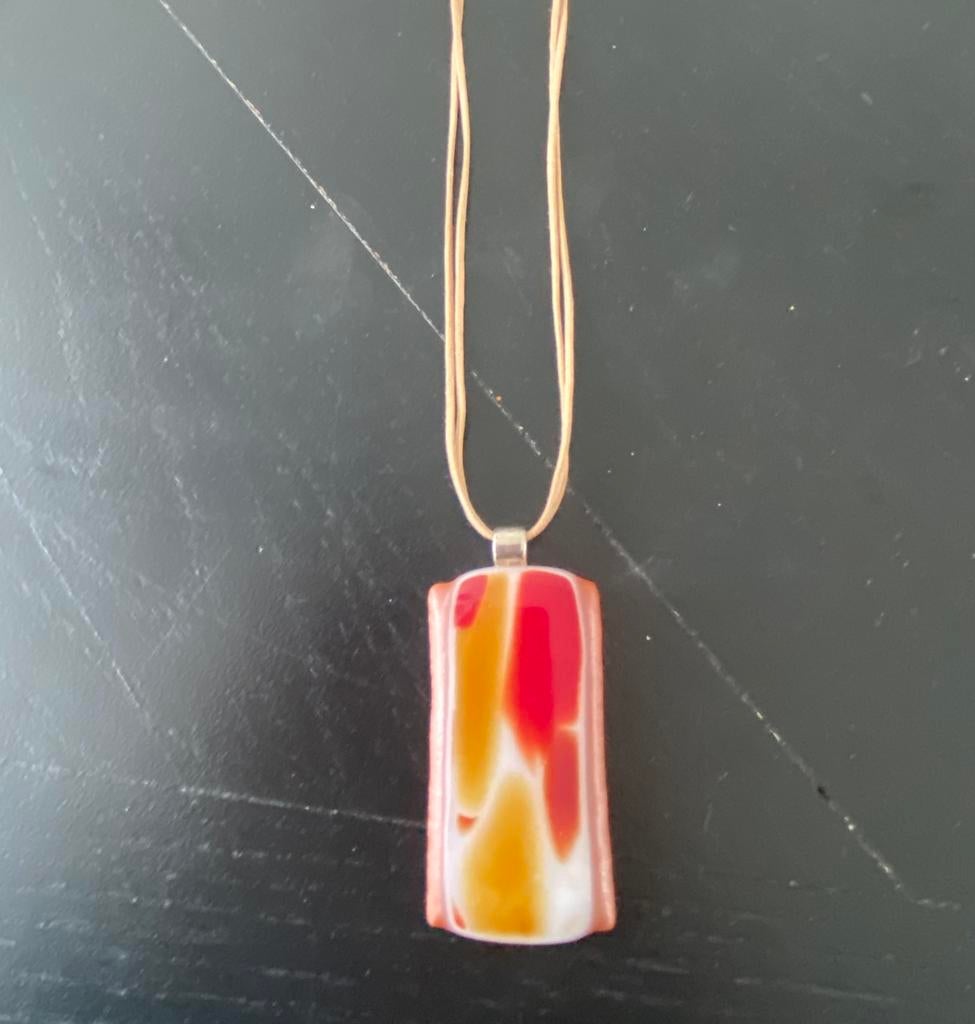 Gesmolten glashanger ketting/koort -925 zilveren sluiting, Ophalen of Verzenden, Zo goed als nieuw, Zilver