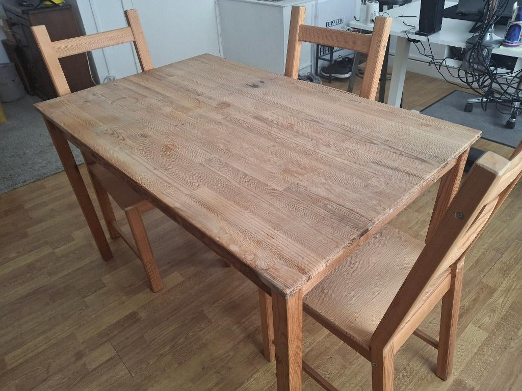 tafel met 3 stoelen, Huis en Inrichting, Tafels | Eettafels, Ophalen, Gebruikt, Rechthoekig, 50 tot 100 cm