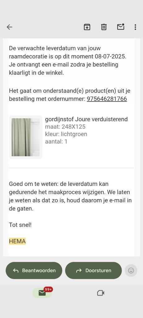 Hema verduisterende gordijnstof Joure lichtgroen, Huis en Inrichting, Ophalen of Verzenden, 200 cm of meer, 200 cm of meer