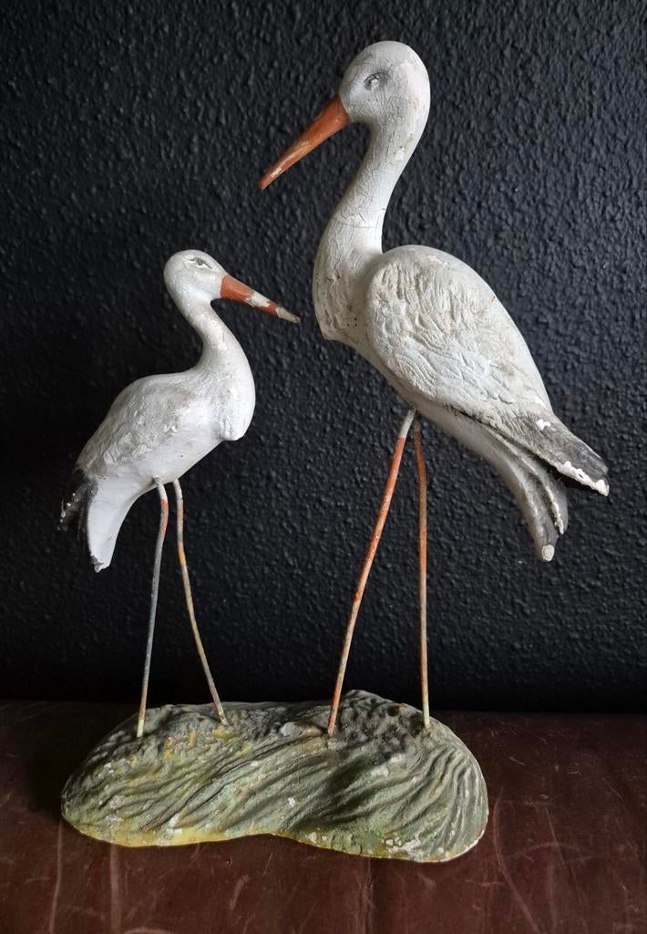 Vintage Ooievaars Ornament Beeldje Gips - Decoratief, Ophalen of Verzenden