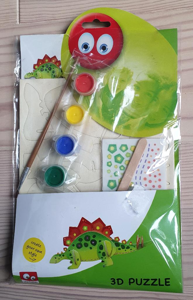 Leuke 3D puzzel van dinosaurus om zelf te versieren, Verzenden, Nieuw, Bouwen