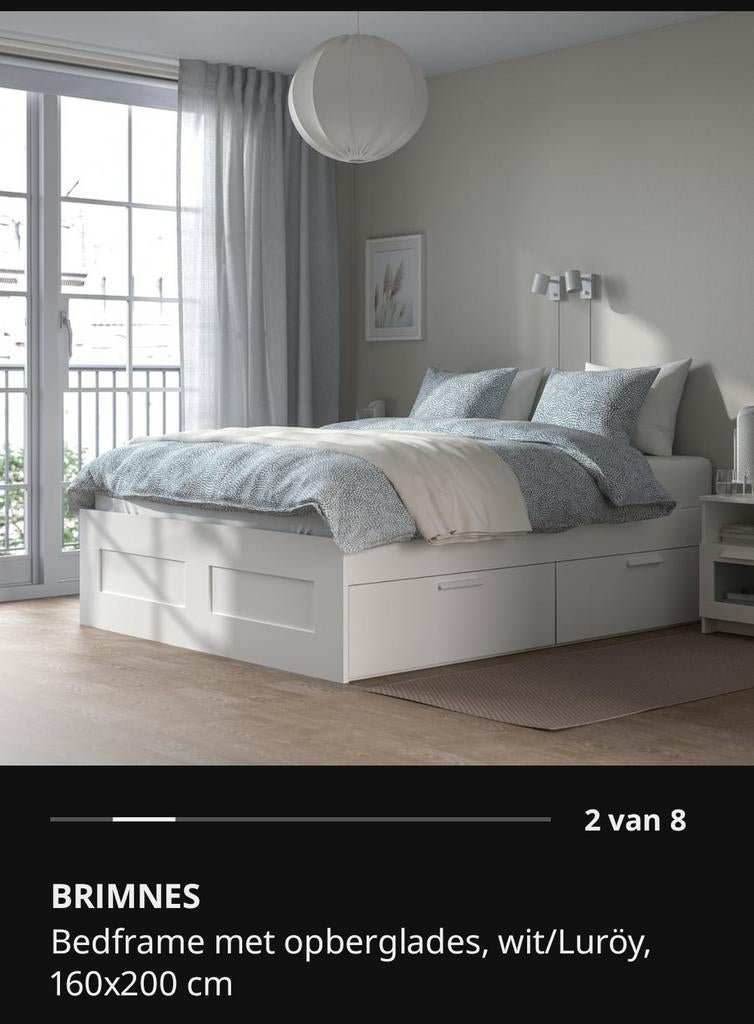 IKEA Brimnes tweepersoonsbed 140x200 met lattenbodem, Huis en Inrichting, Slaapkamer | Bedden, Gebruikt, Tweepersoons, 140 cm