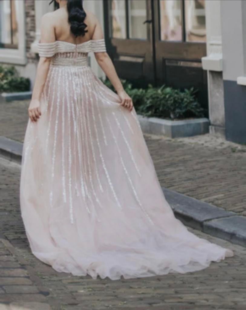 Abiye gelegenheidsjurk avondjurken maat 38 poederroze, Maat 38/40 (M), Galajurk, Ophalen of Verzenden, Zo goed als nieuw