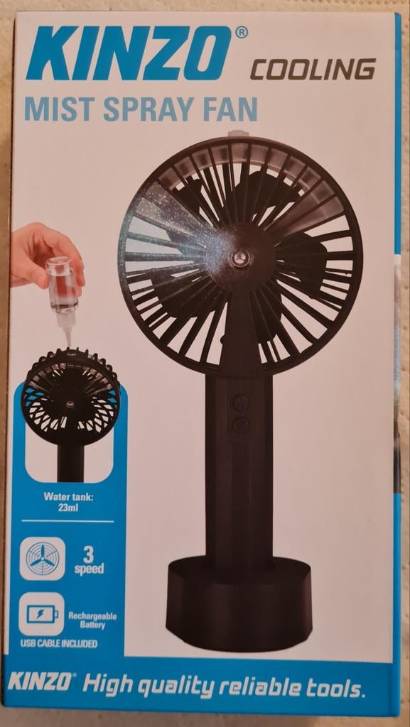 Nieuwe Kinzo Mist Spray Ventilator - Verfrissende Nevel, Witgoed en Apparatuur, Ventilatoren, Ophalen of Verzenden, Nieuw