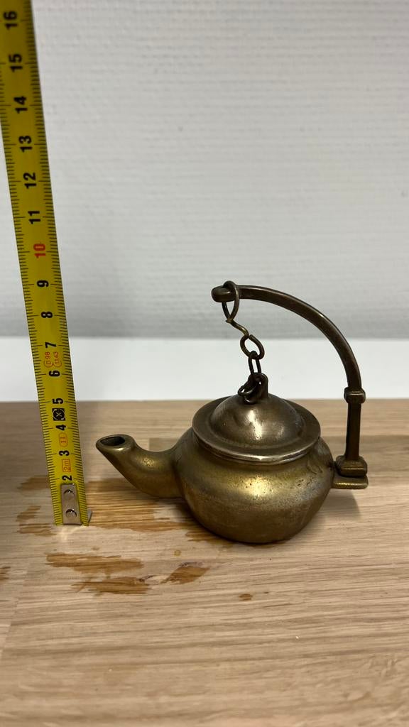Vintage Messing Olielampje – Decoratief Antiek Model, Antiek en Kunst, Antiek | Tin, Ophalen of Verzenden
