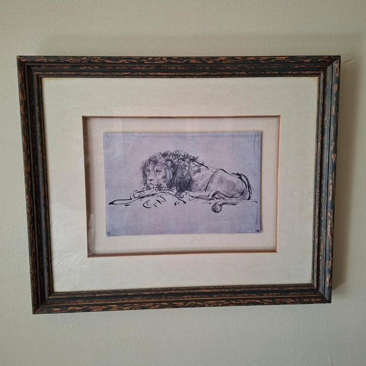pentekening leeuw (Rembrandt??), Antiek en Kunst, Kunst | Tekeningen en Foto's, Ophalen