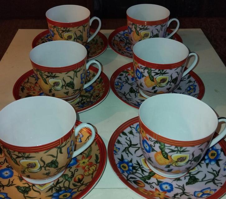 Handbeschilderde Kopjes, schotels L. Dake & Zn (Amsterdam). , Antiek en Kunst, Antiek | Servies compleet, Ophalen of Verzenden