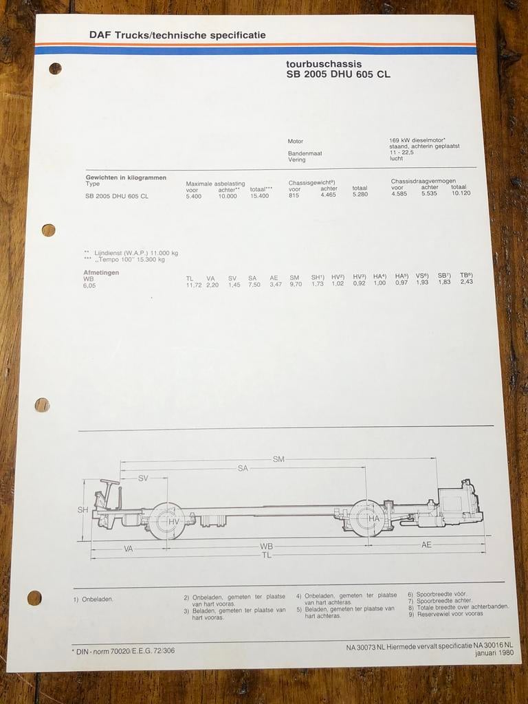Technische specificatie DAF SB2005, Ophalen of Verzenden, Zo goed als nieuw, Overige merken, DAF
