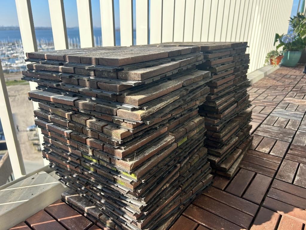 40x IKEA RUNNEN vlondertegels – Acacia hout, Tuin en Terras, Tegels en Klinkers, Ophalen, Gebruikt, Minder dan 5 m², Hout