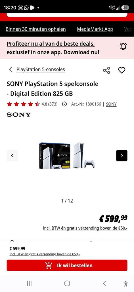 Sony PlayStation 5 Digital Edition 825 GB - Nieuw in doos, Spelcomputers en Games, Spelcomputers | Sony PlayStation 5, Ophalen of Verzenden