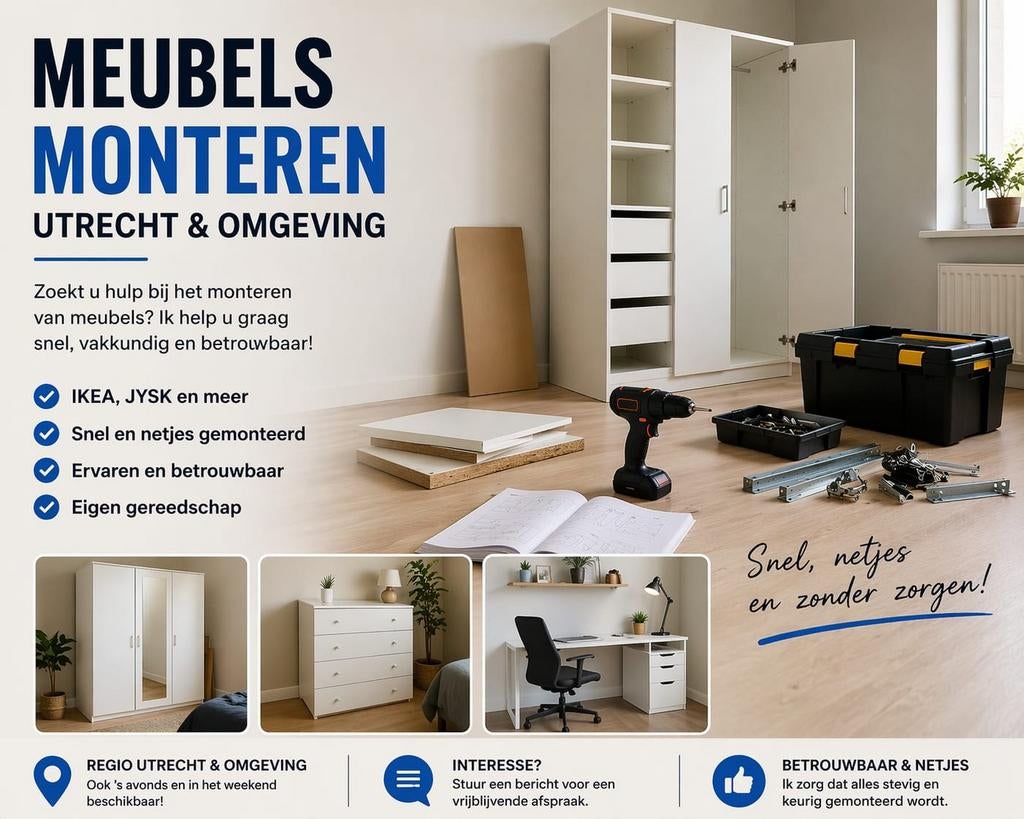 Meubels monteren Utrecht | IKEA / JYSK | Snel & netjes, Ophalen
