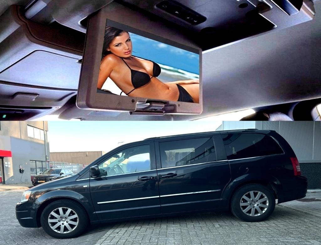 Grand Voyager 3.8i AutTown Country 7p M'2009 Tv Leer Inr Mog, Euro 5, 138 €/maand, 7 stoelen, Zwart