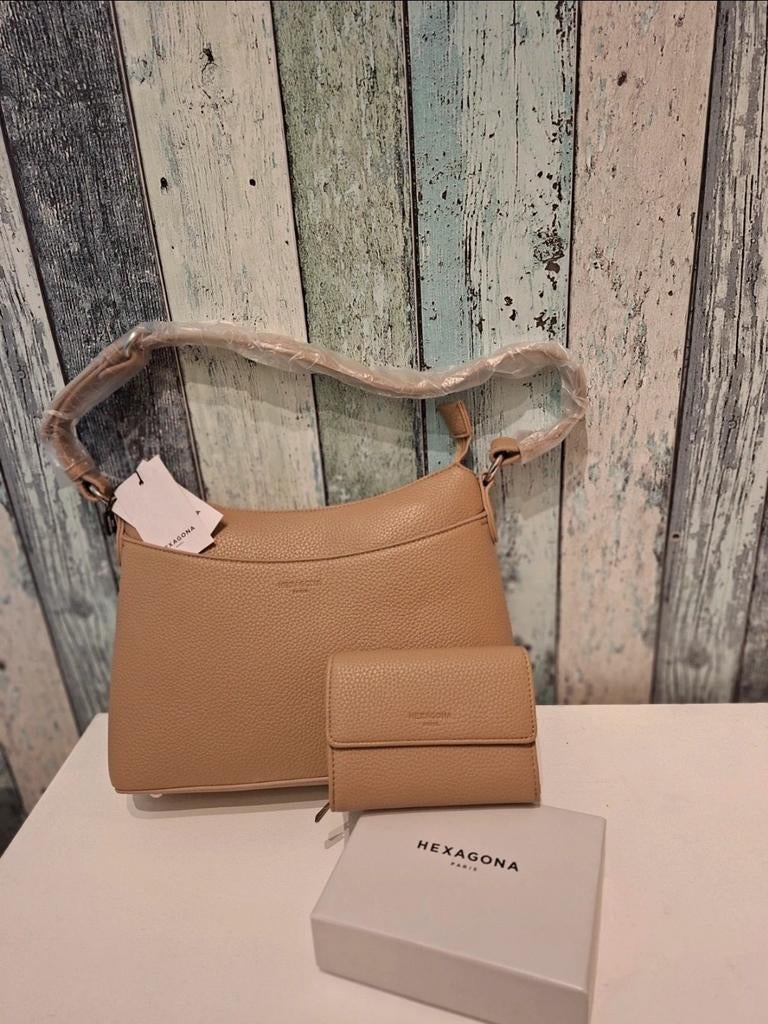 Hexagona handtas en Portemonnee, Ophalen of Verzenden, Beige, Handtas