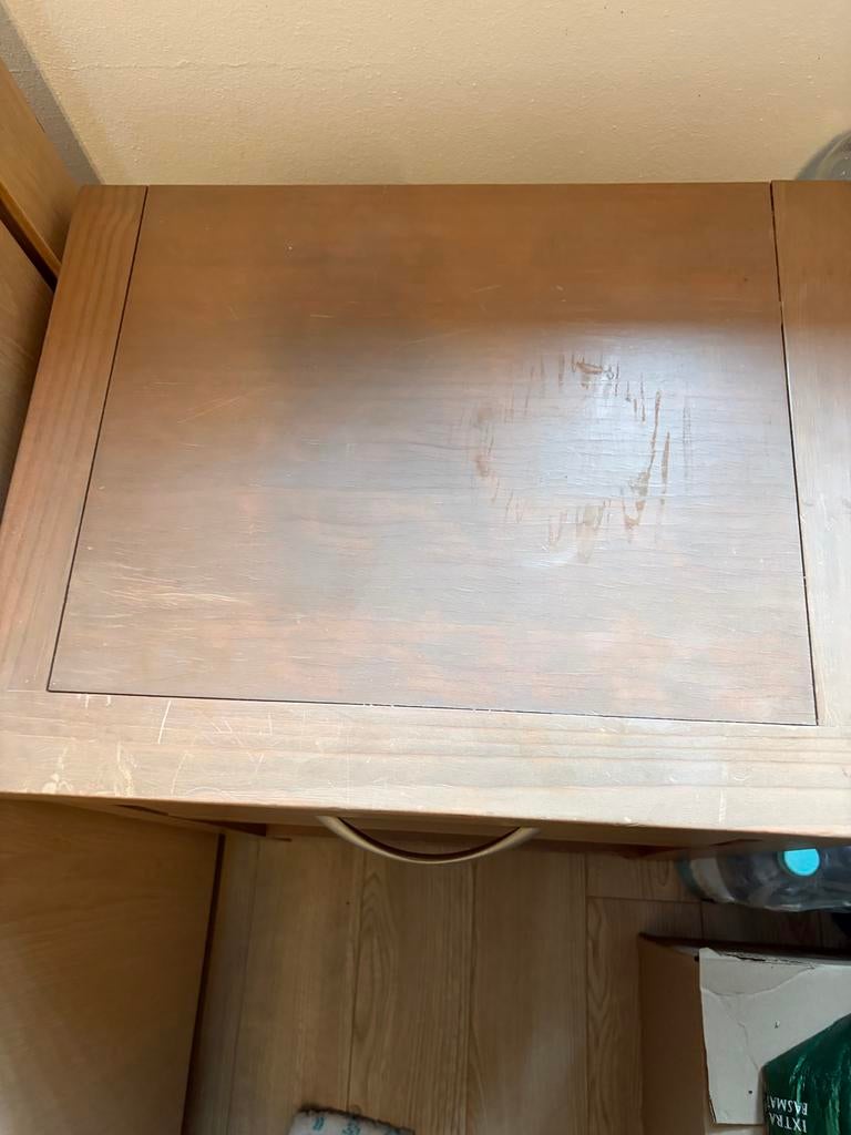 Houten Nachtkastje met Lade en Open Vak, Ophalen, Gebruikt, 45 tot 65 cm, 70 cm of meer